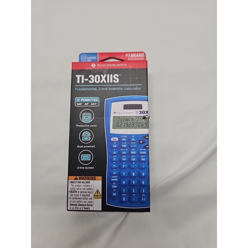 Texas Instruments TI-30XIIS 2 Line Scientific Calculator Lightning Blue‎ Sealed